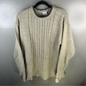 Columbia Beige Grey Pullover Acrylic Wool Blend Winter Sweater Size Mens Large